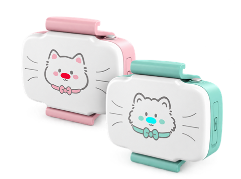 Compact PawMap pet trackers in pink and mint